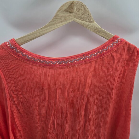 Kelly Renee Orange Sleeveless Embroidered Boho Blouse Size 2x 20-22w - Picture 3 of 10